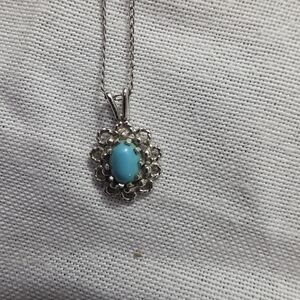 Elegant Silver and Blue Pendant Necklace